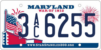 MD license plate 3AC6255