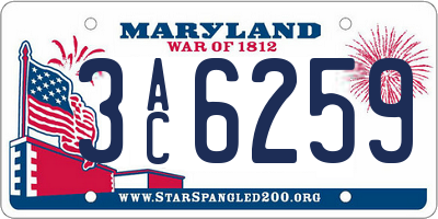 MD license plate 3AC6259