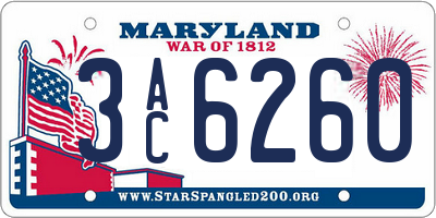 MD license plate 3AC6260