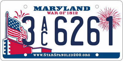 MD license plate 3AC6261
