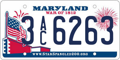 MD license plate 3AC6263