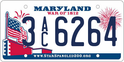 MD license plate 3AC6264