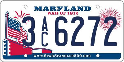 MD license plate 3AC6272