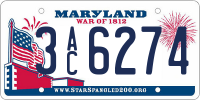 MD license plate 3AC6274