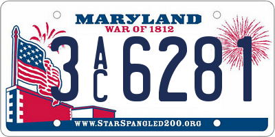 MD license plate 3AC6281