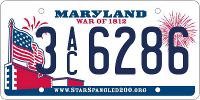 MD license plate 3AC6286