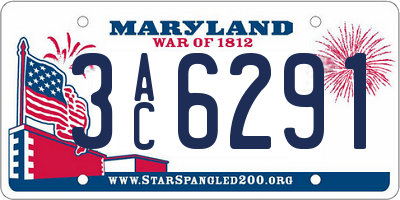 MD license plate 3AC6291