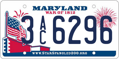 MD license plate 3AC6296