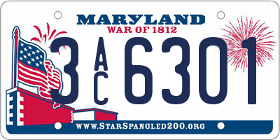 MD license plate 3AC6301