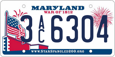 MD license plate 3AC6304