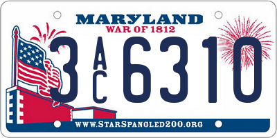 MD license plate 3AC6310