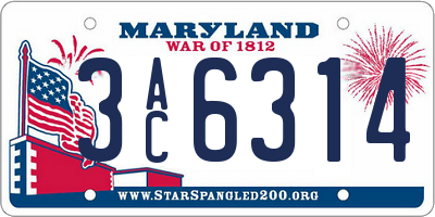 MD license plate 3AC6314