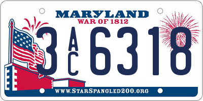 MD license plate 3AC6318