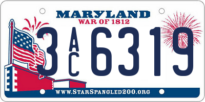 MD license plate 3AC6319