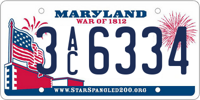 MD license plate 3AC6334
