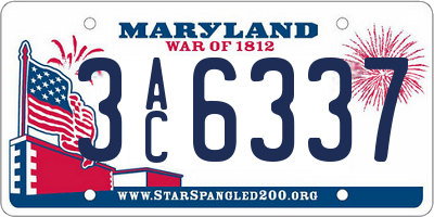MD license plate 3AC6337