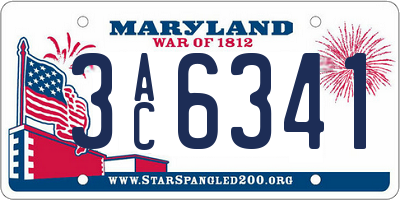 MD license plate 3AC6341