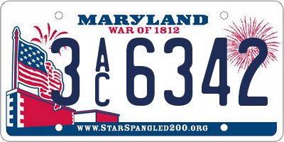 MD license plate 3AC6342