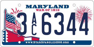 MD license plate 3AC6344