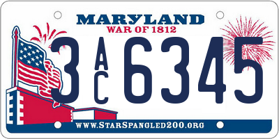 MD license plate 3AC6345