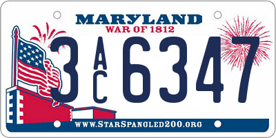 MD license plate 3AC6347