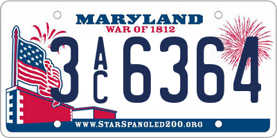 MD license plate 3AC6364