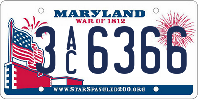 MD license plate 3AC6366