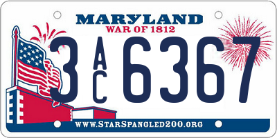 MD license plate 3AC6367