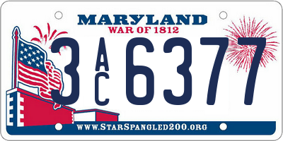 MD license plate 3AC6377