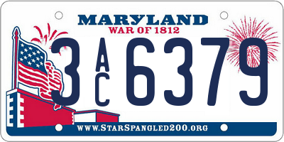 MD license plate 3AC6379