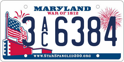 MD license plate 3AC6384