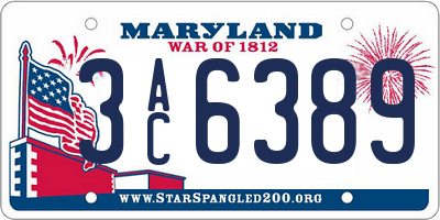 MD license plate 3AC6389