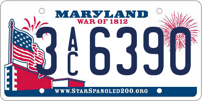 MD license plate 3AC6390