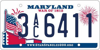 MD license plate 3AC6411
