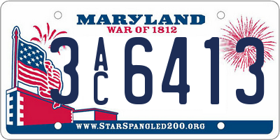 MD license plate 3AC6413