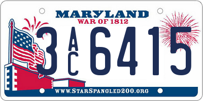 MD license plate 3AC6415