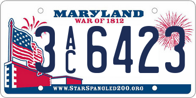 MD license plate 3AC6423