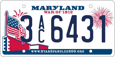 MD license plate 3AC6431