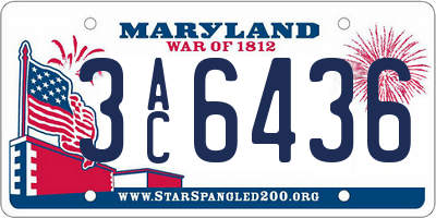 MD license plate 3AC6436