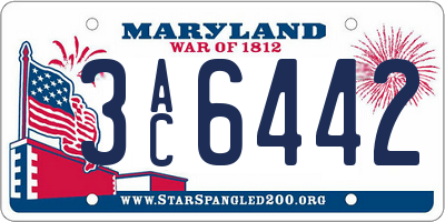 MD license plate 3AC6442