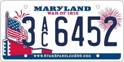 MD license plate 3AC6452