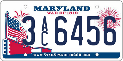 MD license plate 3AC6456