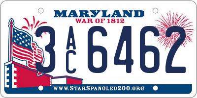 MD license plate 3AC6462