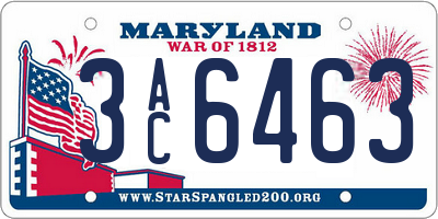 MD license plate 3AC6463