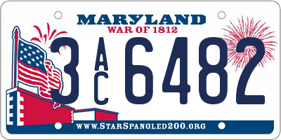 MD license plate 3AC6482