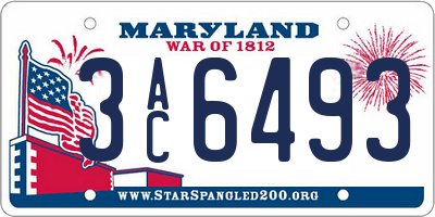 MD license plate 3AC6493