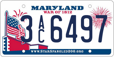MD license plate 3AC6497