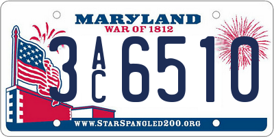 MD license plate 3AC6510