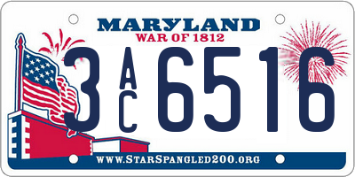 MD license plate 3AC6516