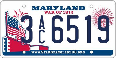 MD license plate 3AC6519